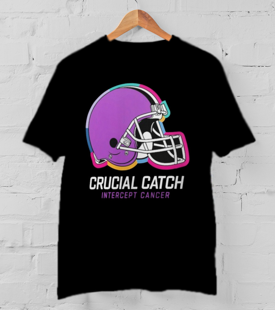 Cleveland Browns NFL Crucial Catch Intercept Cancer Helmet T-Shirt
