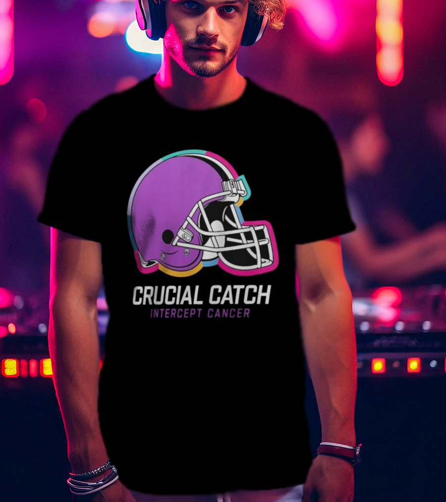 Cleveland Browns NFL Crucial Catch Intercept Cancer Helmet T-Shirt