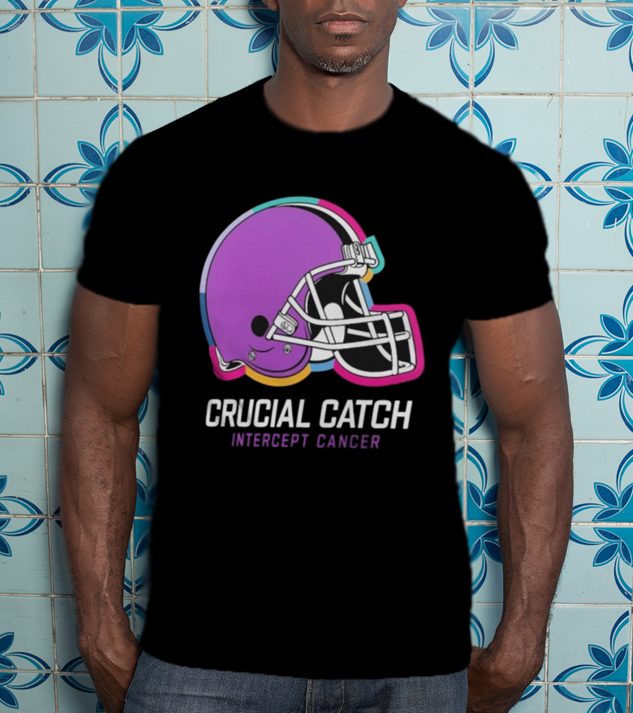 Cleveland Browns NFL Crucial Catch Intercept Cancer Helmet T-Shirt