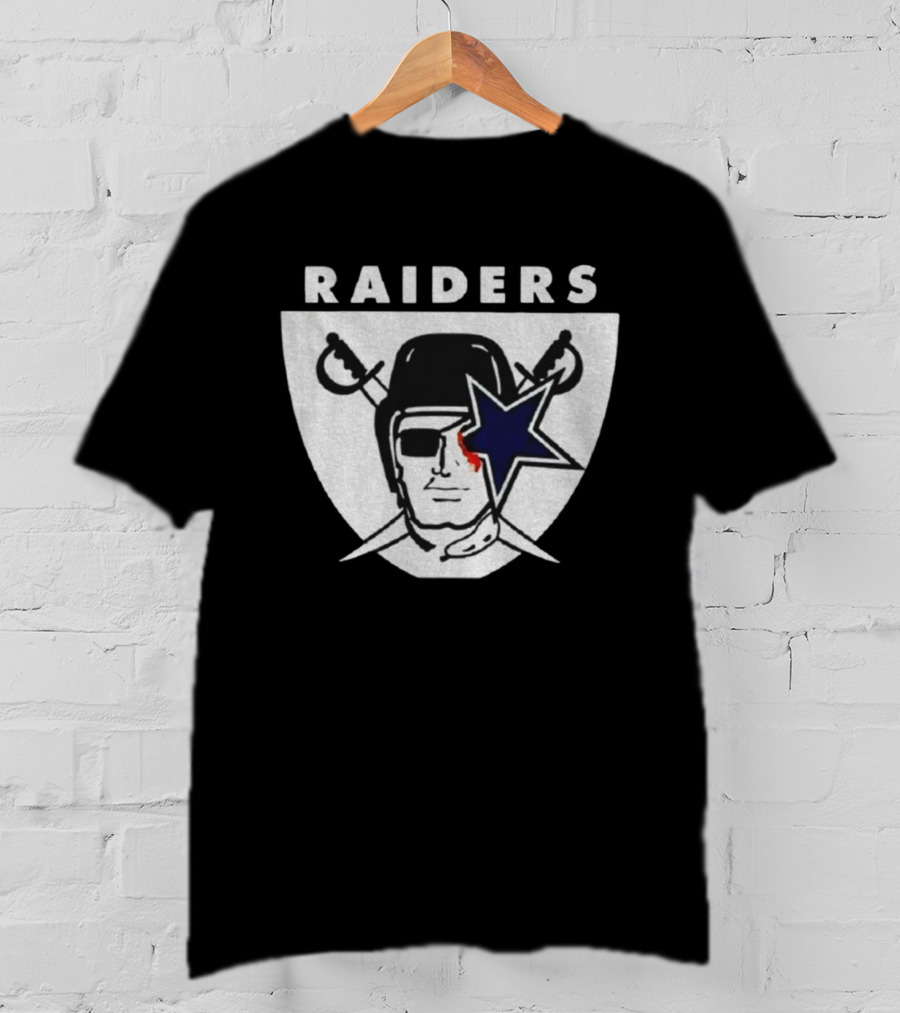 Las Vegas Raiders Dallas Cowboys Bleed Raiders Mashup NFL Logos T-Shirt