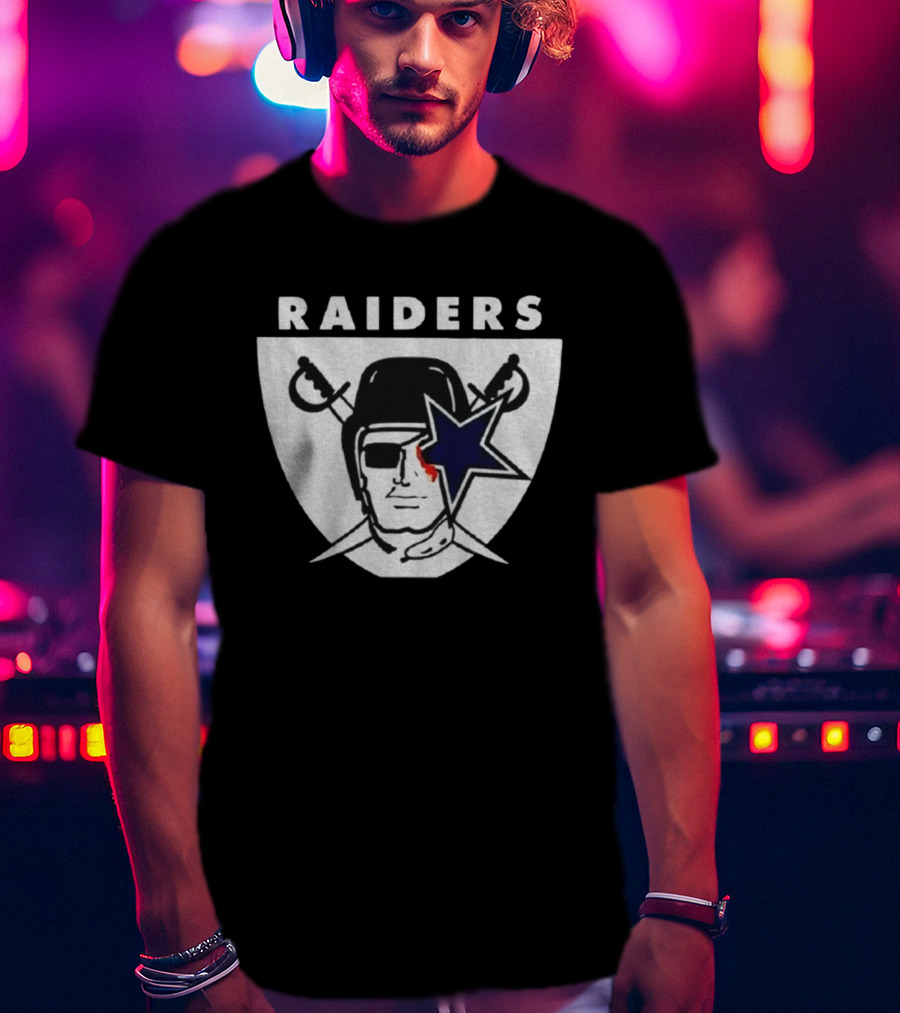Las Vegas Raiders Dallas Cowboys Bleed Raiders Mashup NFL Logos T-Shirt