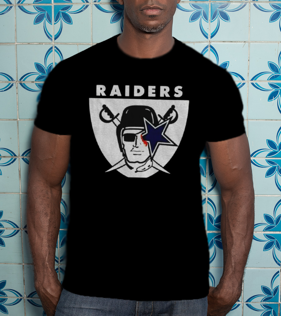 Las Vegas Raiders Dallas Cowboys Bleed Raiders Mashup NFL Logos T-Shirt