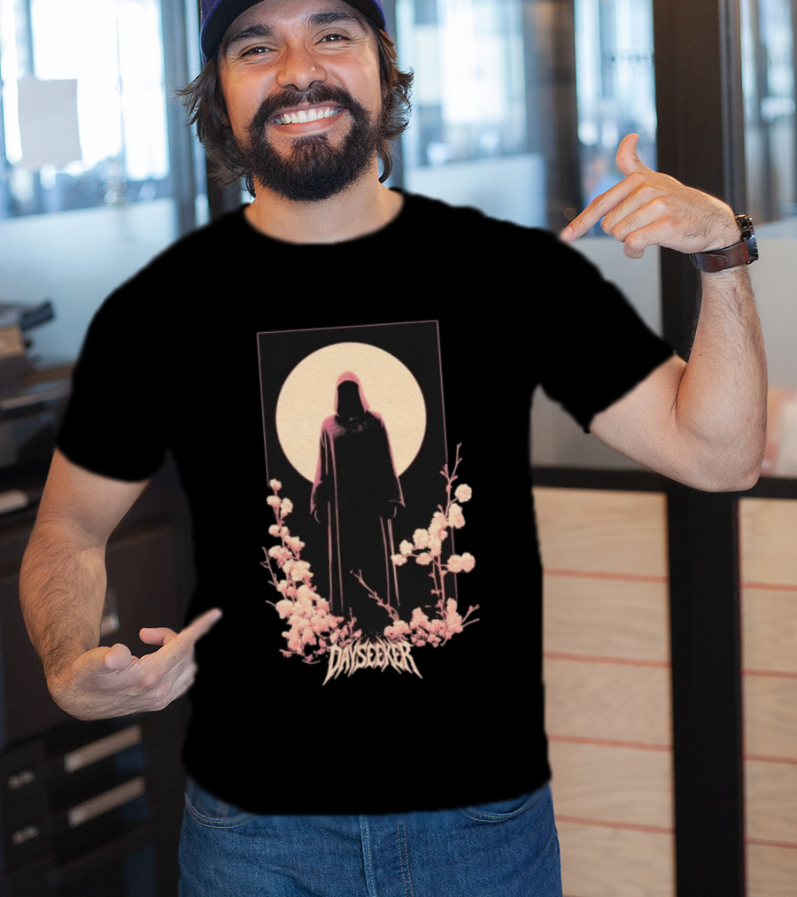 Dayseeker The Living Dead Hooded Figure With Full Moon And Flowers T-Shirt