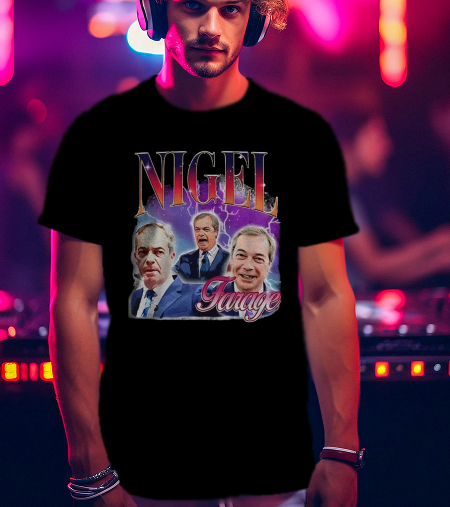Nigel Farage Lightning Storm Portrait T-Shirt