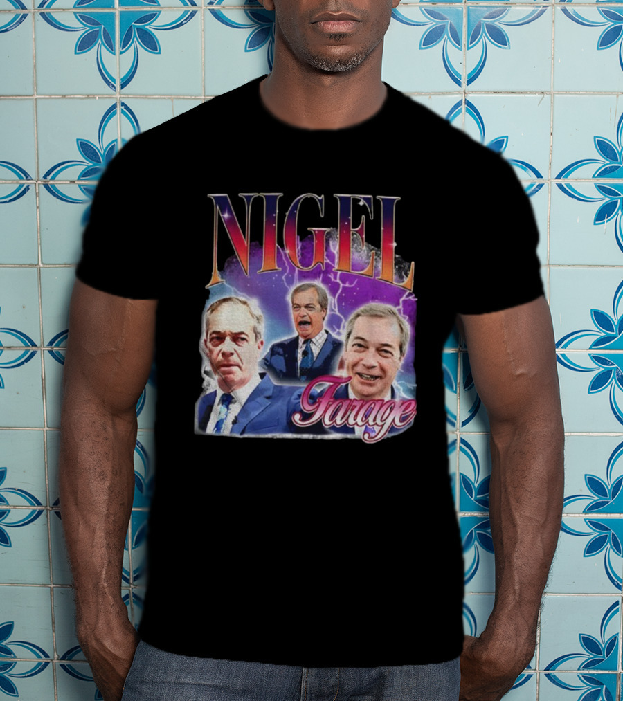 Nigel Farage Lightning Storm Portrait T-Shirt
