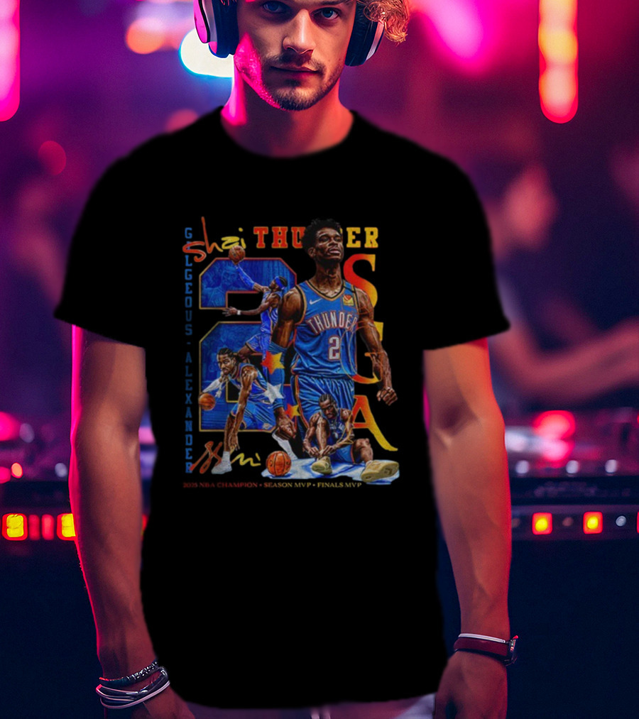 Oklahoma City Thunder Shai Gilgeous-Alexander SGA 2 Basketball MVP Champion T-Shirt