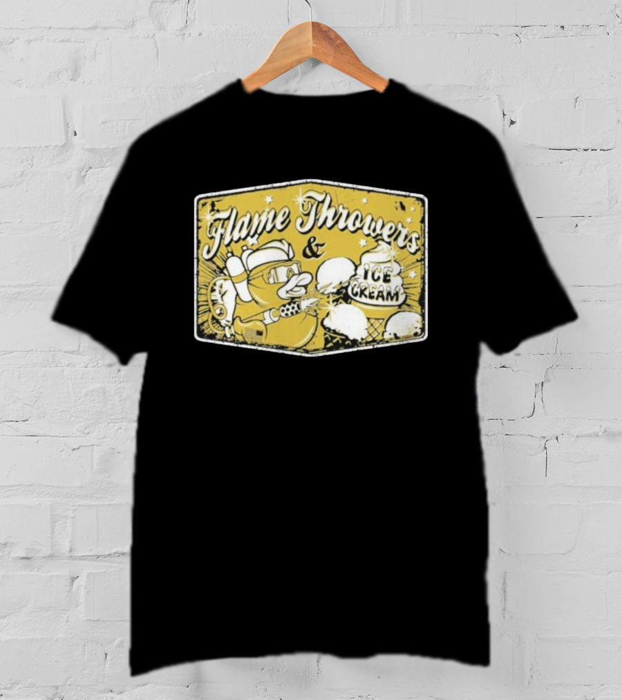 Flame Throwers And Ice Cream Cartoon Duck Design T-Shirt