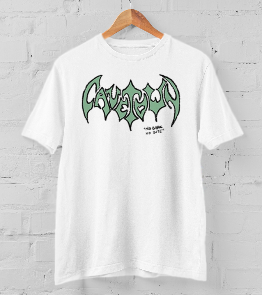 Cavetown No Bark No Bite Gothic Bat Text T-Shirt
