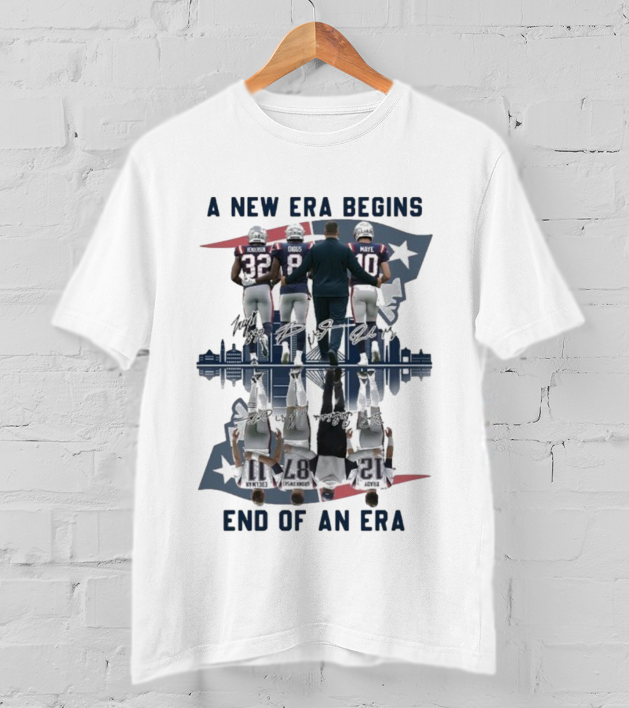 A New Era Begins End Of An Era New England Patriots Signatures T-Shirt