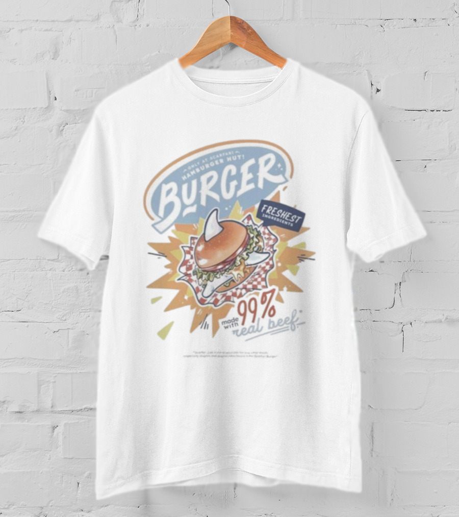 World Famous Scarfari Hamburger Hut Burger Freshest Ingredients 100 Percent Beek T-Shirt