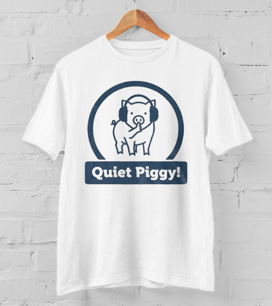 Quiet Piggy Humorous Piglet Illustration T-Shirt