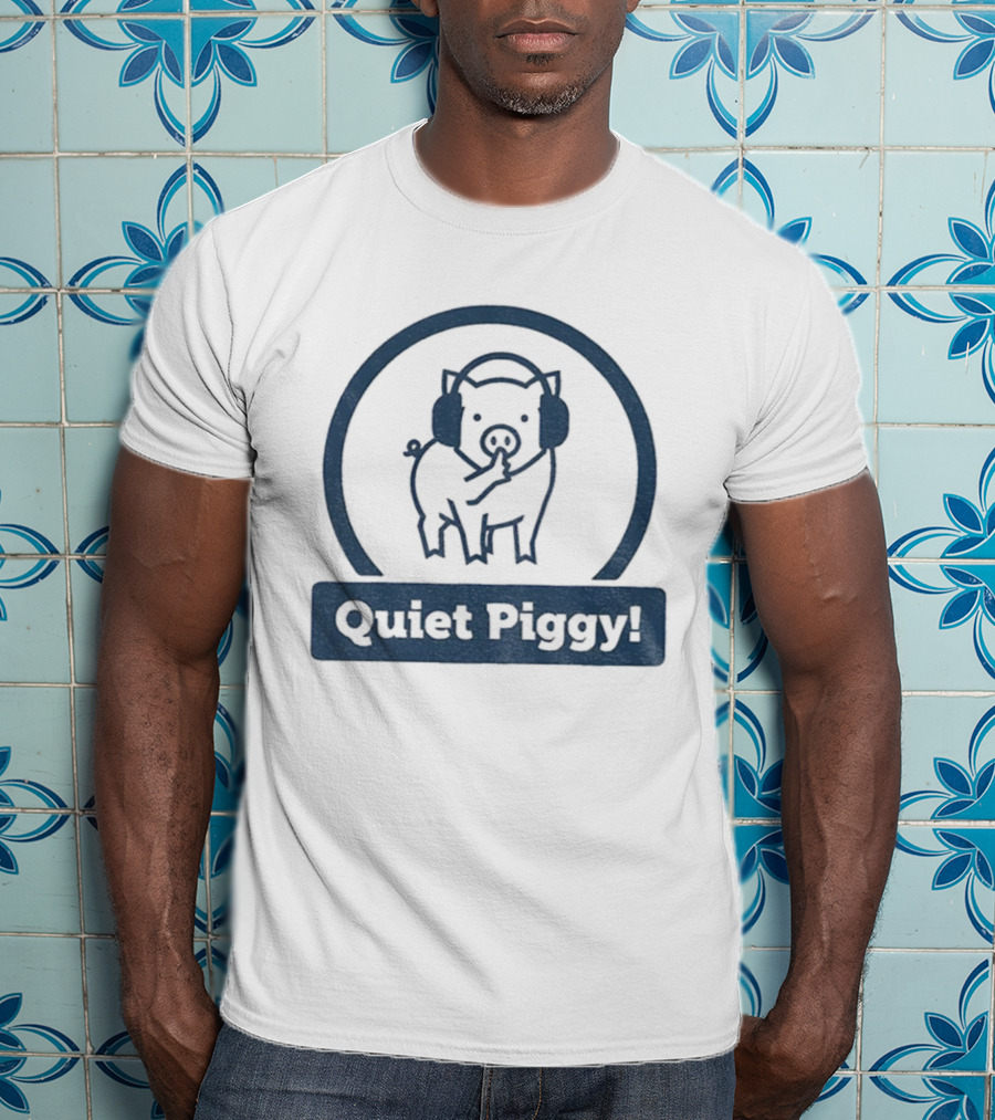 Quiet Piggy Humorous Piglet Illustration T-Shirt