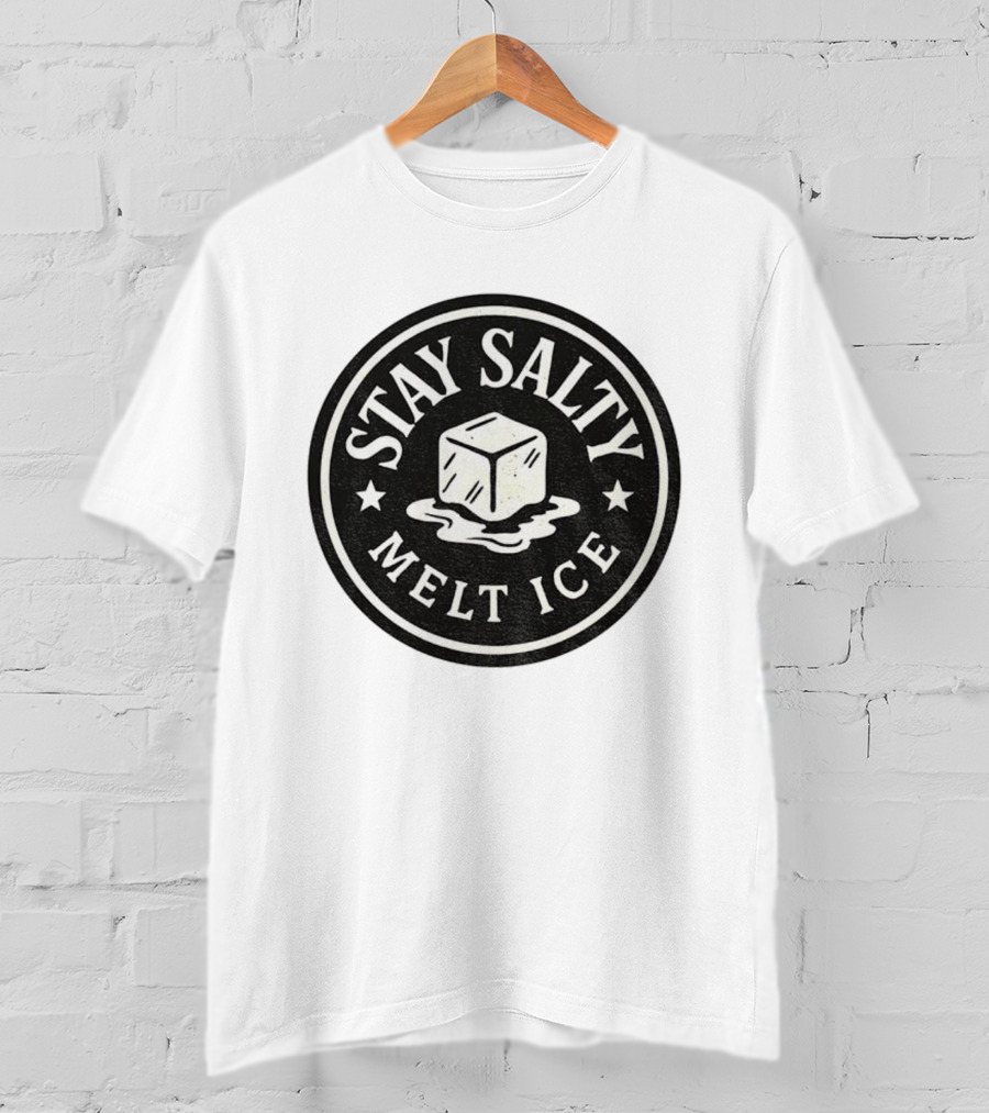Stay Salty Melt Ice Protest Circle Ice Cube Icon T-Shirt