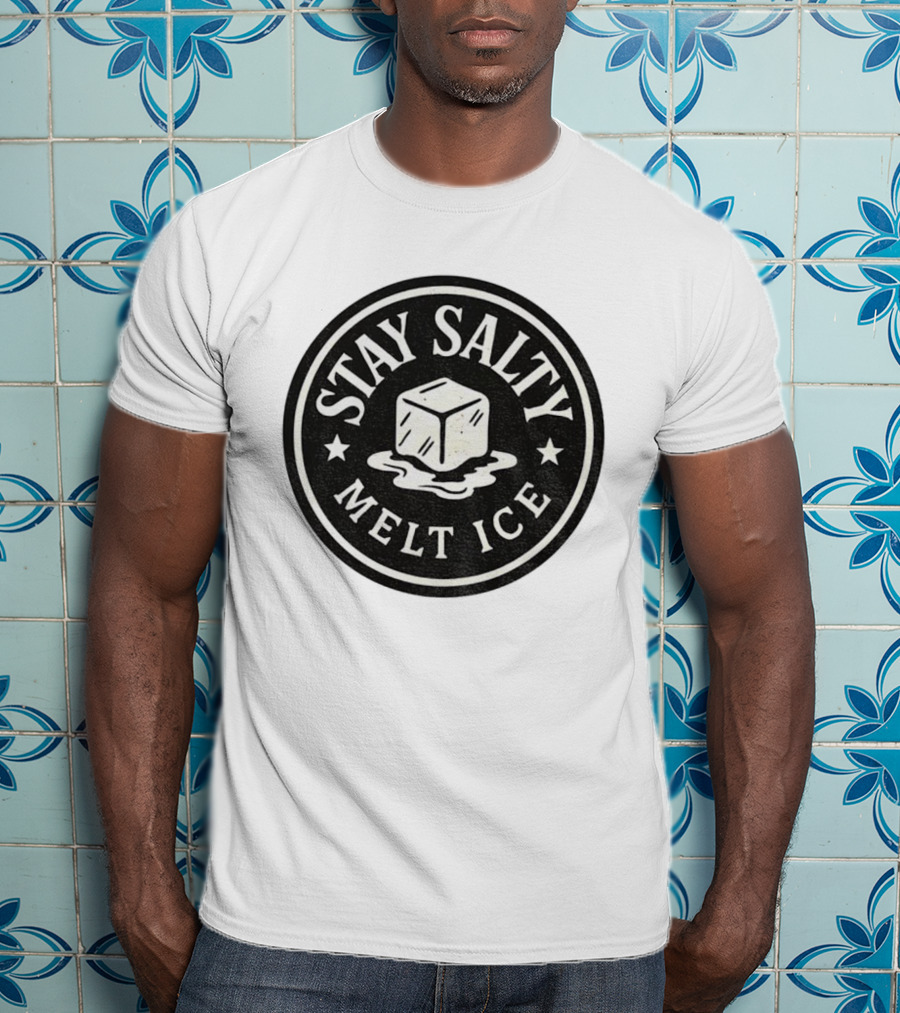 Stay Salty Melt Ice Protest Circle Ice Cube Icon T-Shirt