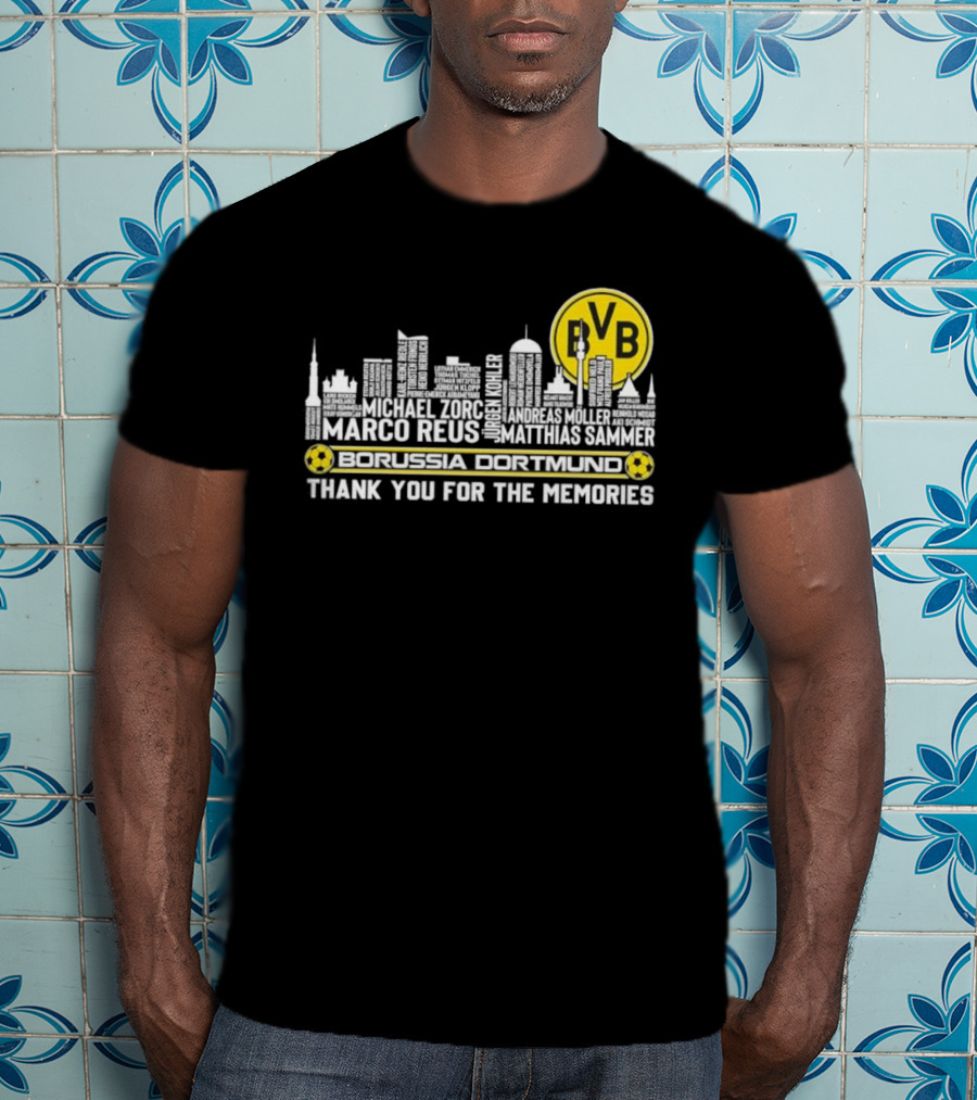 Borussia Dortmund BVB Marco Reus Matthias Sammer Skyline Club Crest Thank You For The Memories T-Shirt