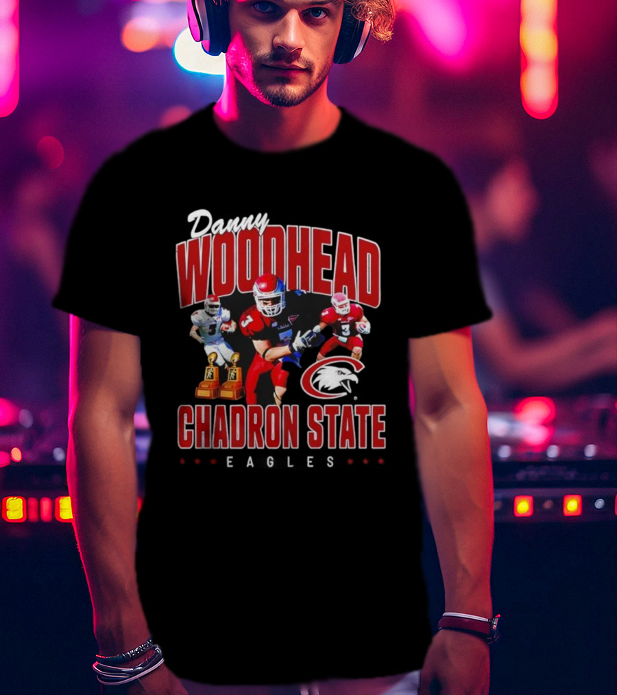 Danny Woodhead Chadron State Eagles Football Legend Featuring Two Trophies T-Shirt