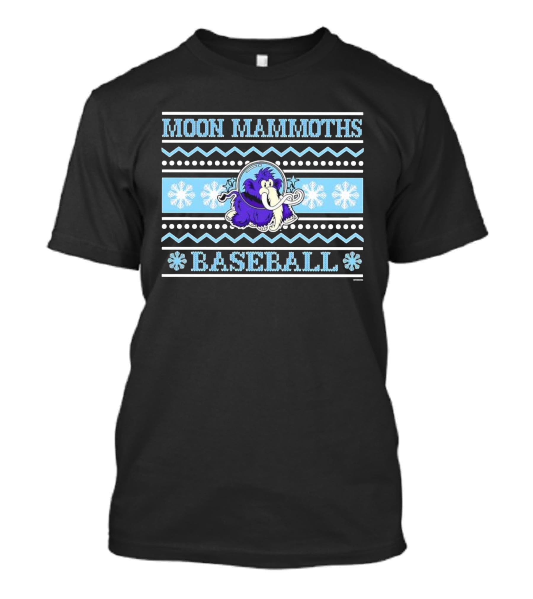 Erie SeaWolves BR Moon Mammoths Baseball Winter Snowflake Theme T-Shirt