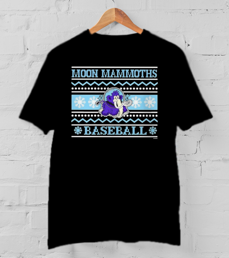 Erie SeaWolves BR Moon Mammoths Baseball Winter Snowflake Theme T-Shirt