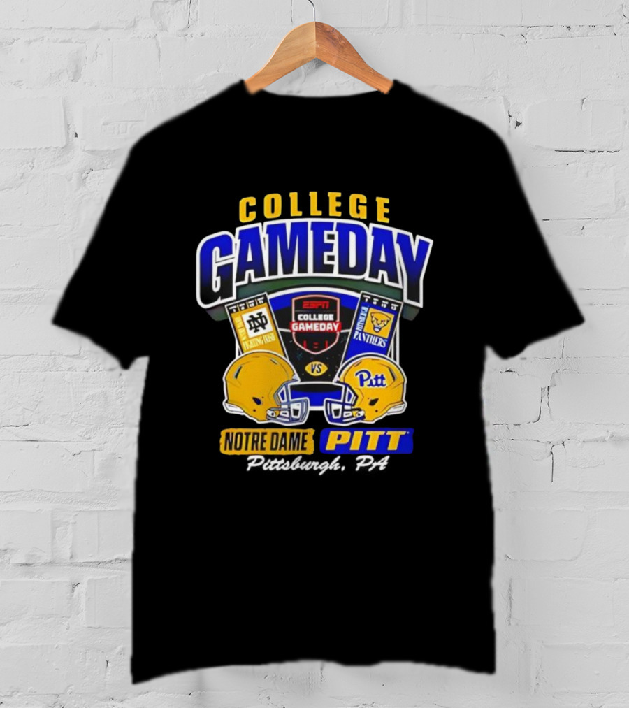 College Gameday ESPN Notre Dame Vs Pitt Panthers Football Helmets T-Shirt