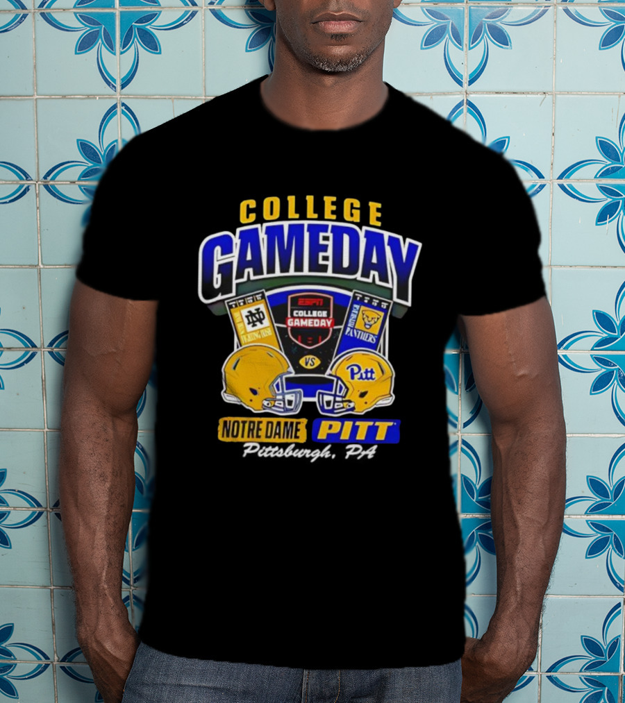 College Gameday ESPN Notre Dame Vs Pitt Panthers Football Helmets T-Shirt