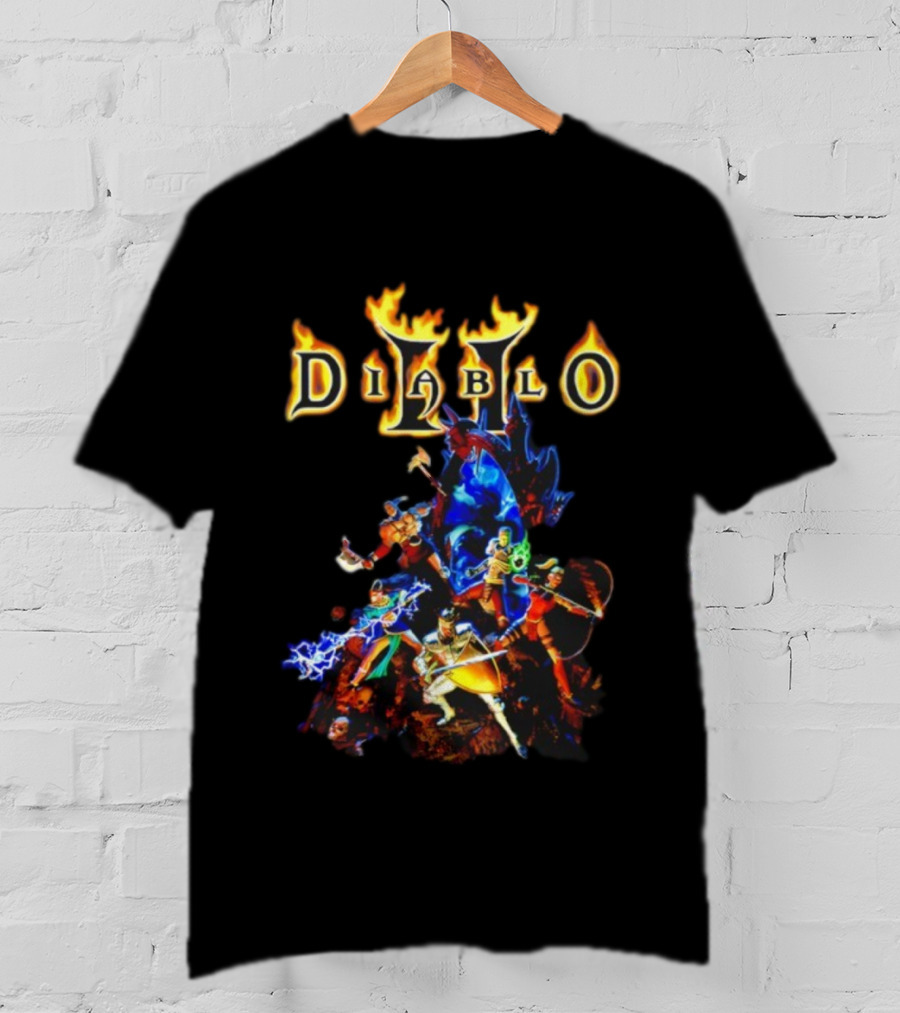 Diablo II Infernal Gate Classic Game Characters And Iconic Logo T-Shirt