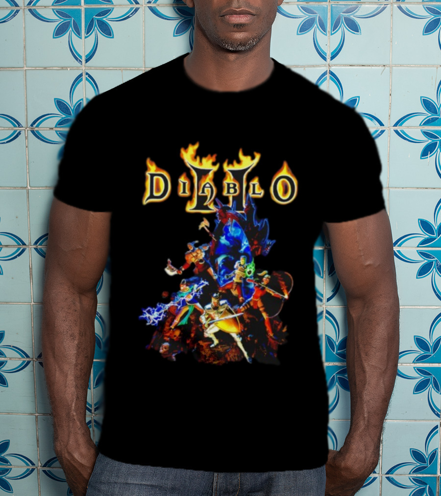 Diablo II Infernal Gate Classic Game Characters And Iconic Logo T-Shirt