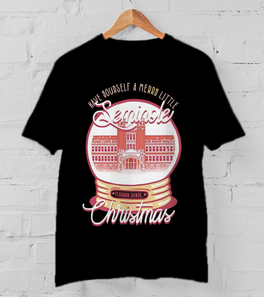 Have Yourself A Merry Little Seminole Christmas Florida State Snow Globe T-Shirt