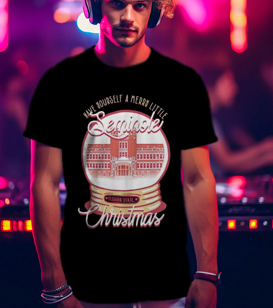 Have Yourself A Merry Little Seminole Christmas Florida State Snow Globe T-Shirt