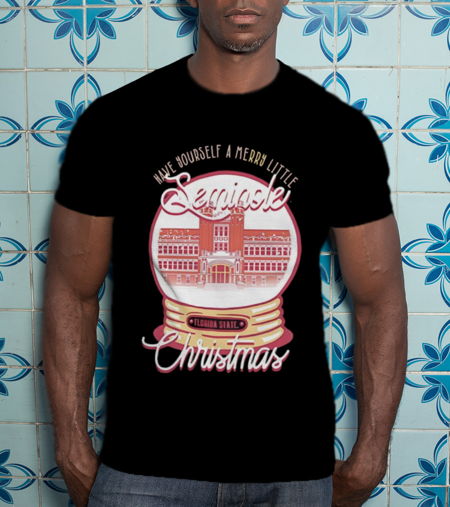 Have Yourself A Merry Little Seminole Christmas Florida State Snow Globe T-Shirt
