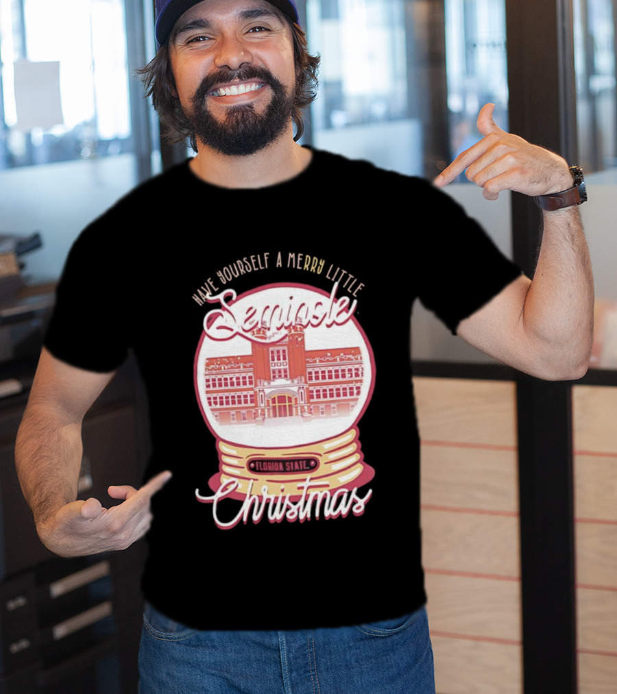 Have Yourself A Merry Little Seminole Christmas Florida State Snow Globe T-Shirt