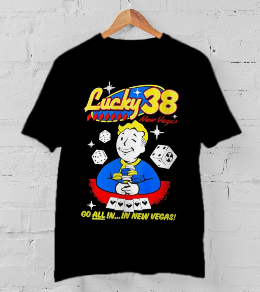 Lucky 38 Casino New Vegas Vault Boy Poker Chips Casino Dice T-Shirt