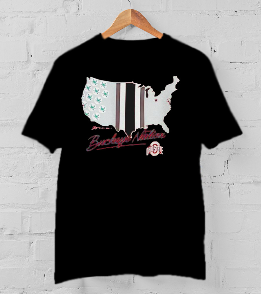 Ohio State Buckeye Nation USA Map Design T-Shirt