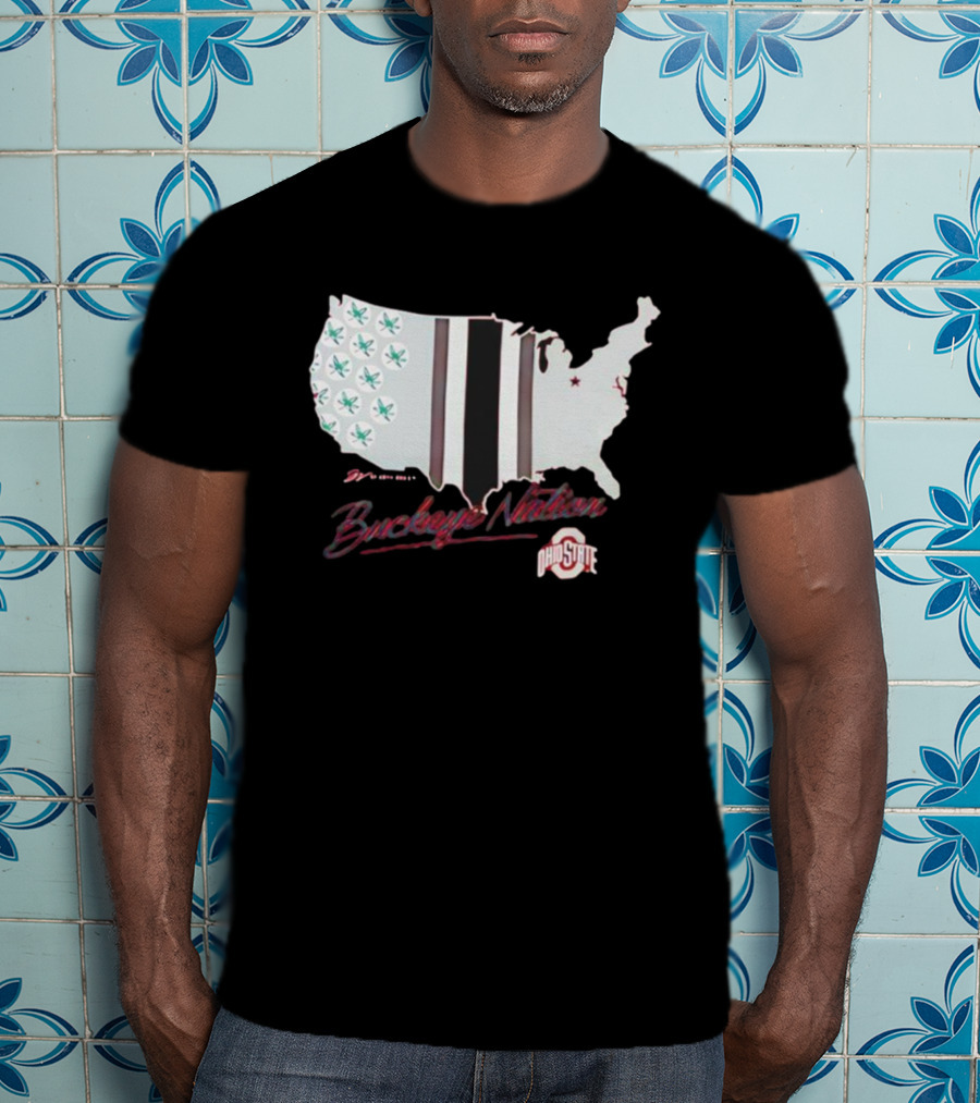 Ohio State Buckeye Nation USA Map Design T-Shirt