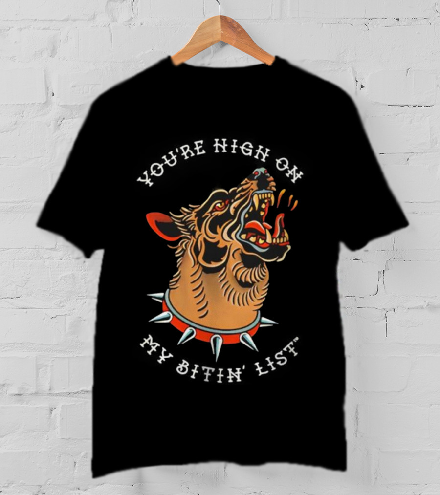 Tyler Childers High On My Bitin’ List Dog With Spiked Collar Retro Style T-Shirt