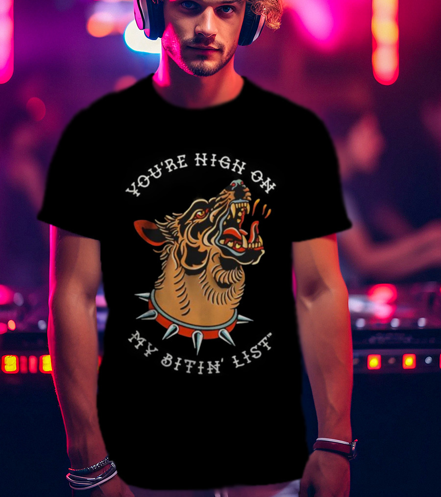 Tyler Childers High On My Bitin’ List Dog With Spiked Collar Retro Style T-Shirt