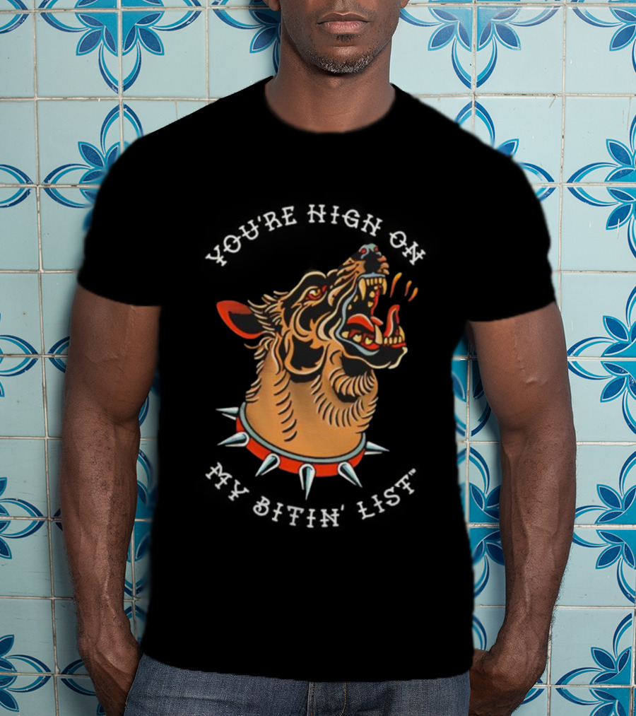 Tyler Childers High On My Bitin’ List Dog With Spiked Collar Retro Style T-Shirt