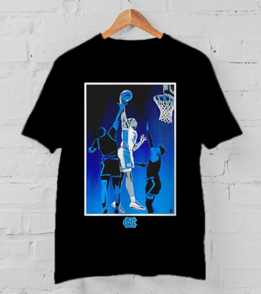 University Of North Carolina Basketball Caleb Wilson Player With UNC Logo T-Shirt