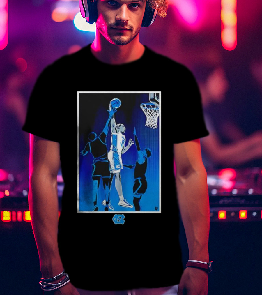 University Of North Carolina Basketball Caleb Wilson Player With UNC Logo T-Shirt