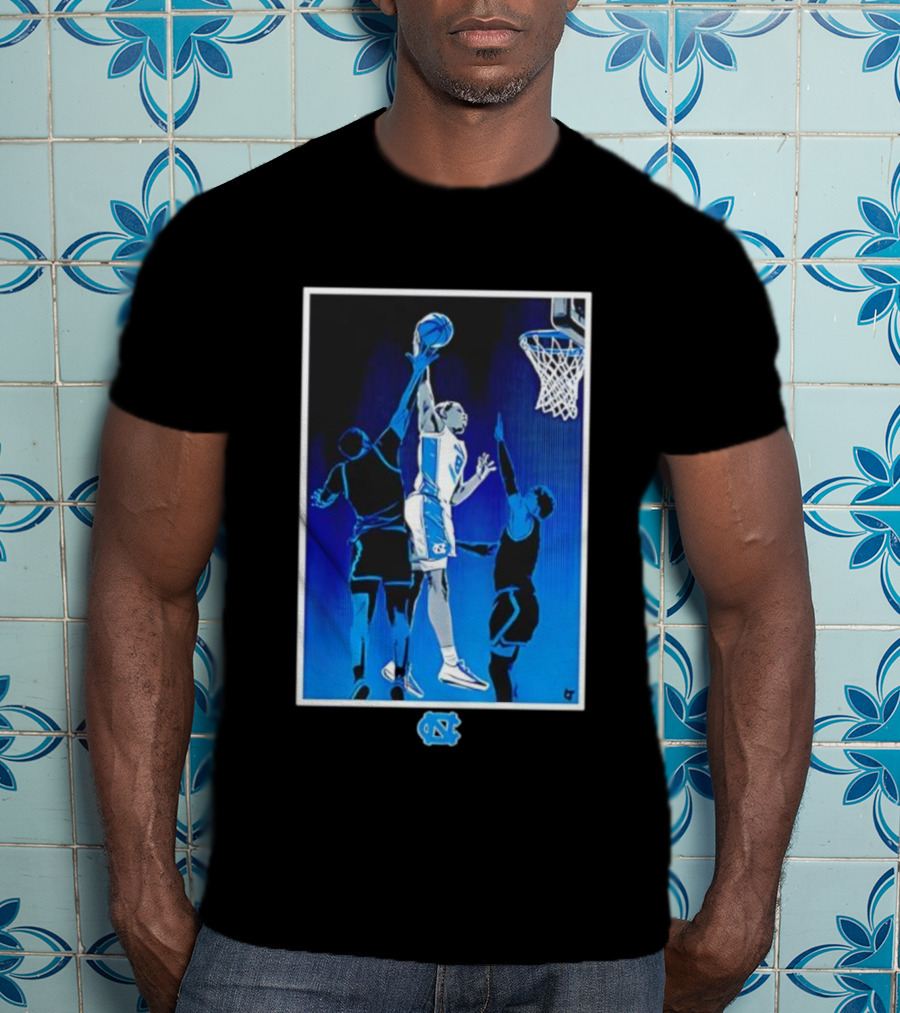 University Of North Carolina Basketball Caleb Wilson Player With UNC Logo T-Shirt