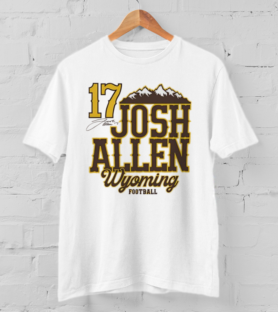 Buffalo Bills 17 Josh Allen Wyoming Signature Mountains T-Shirt