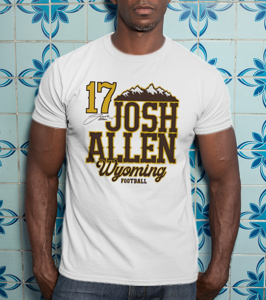 Buffalo Bills 17 Josh Allen Wyoming Signature Mountains T-Shirt