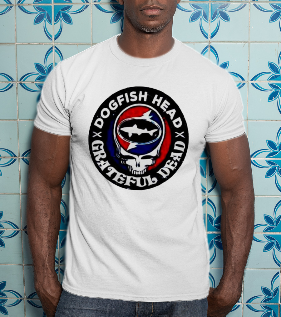 Dogfish Head Grateful Dead Red White Baseball Collaboration T-Shirt