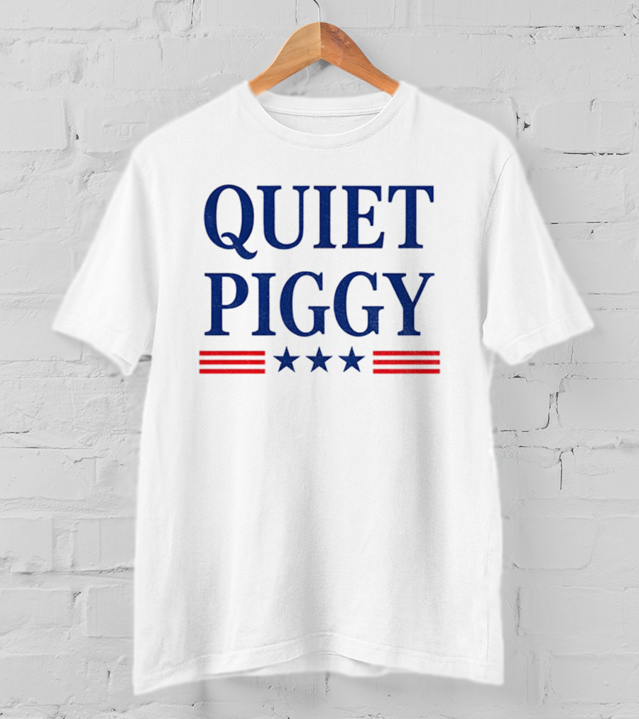 Quiet Piggy America 2025 Patriotic Stars And Stripes Design T-Shirt