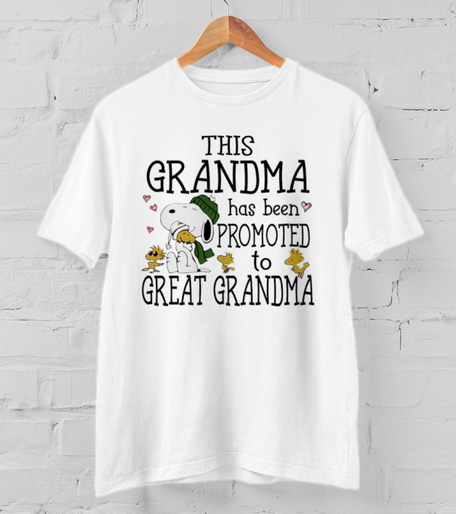 Snoopy Woodstock This Grandma Has Been Promoted To Great Grandma T-Shirt