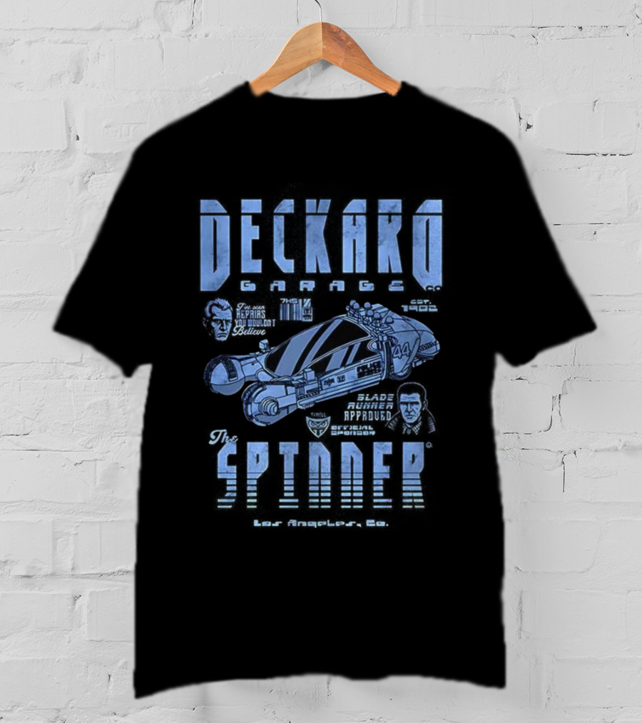 Deckard Spinner Los Angeles 1982 Replicants Machines Repairs Serve Survive T-Shirt