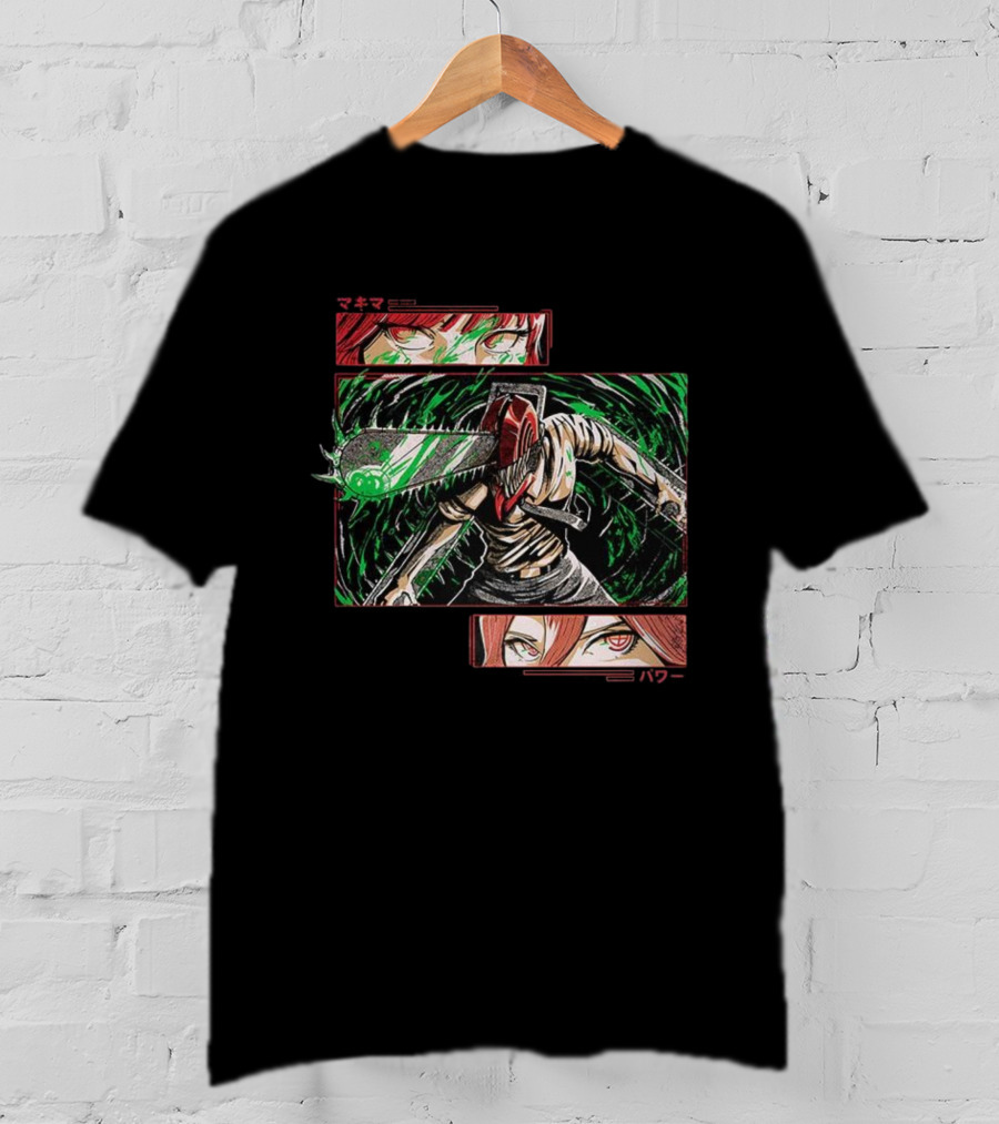 Denji Makima Power Chainsaw Man Ancient Devil Revived Manga Art T-Shirt