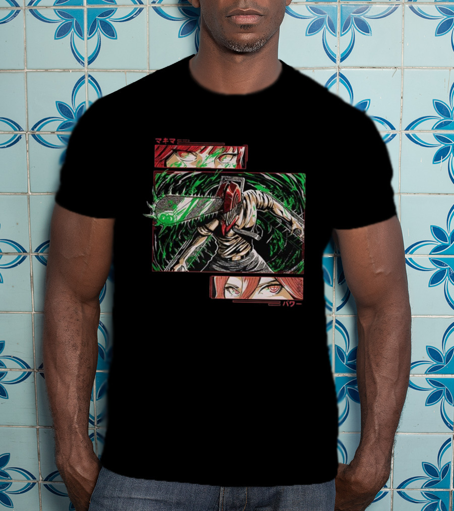 Denji Makima Power Chainsaw Man Ancient Devil Revived Manga Art T-Shirt