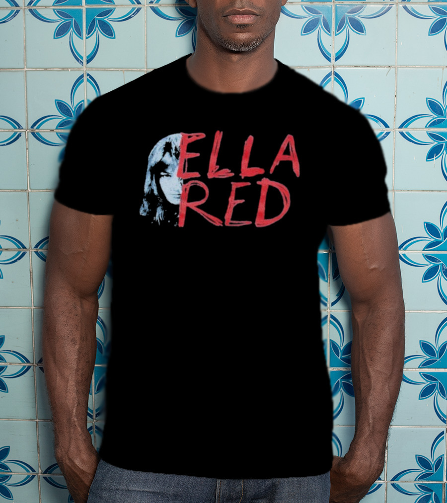 Ella Red Face Stylish Graphic Text Design T-Shirt