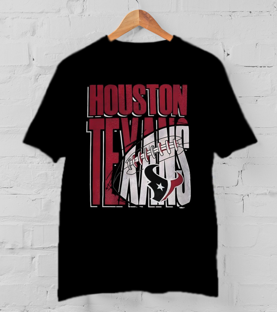 Houston Texans Red White Football Star Emblem T-Shirt