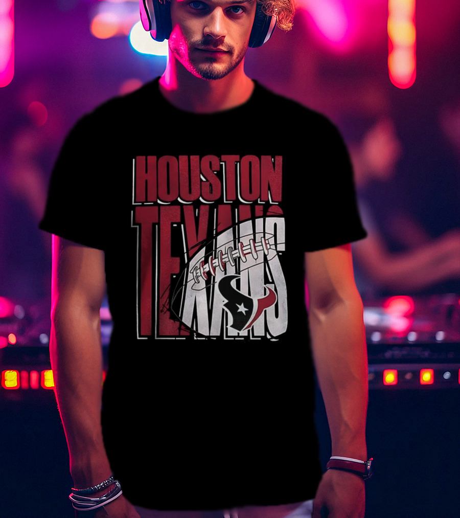 Houston Texans Red White Football Star Emblem T-Shirt